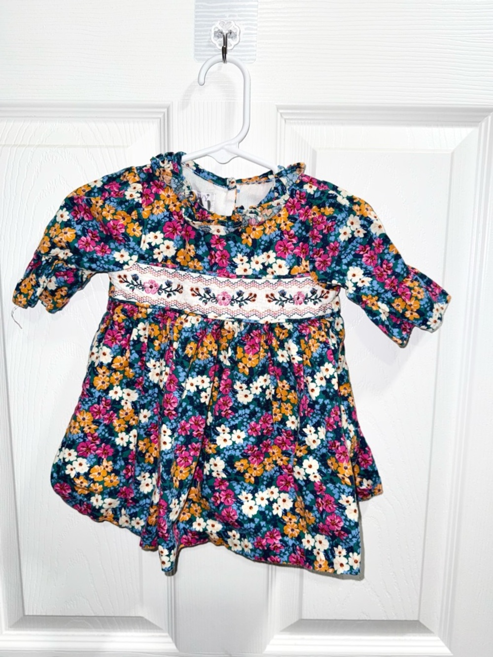 iris & ivy Floral Smocked Girls Dress in Teal, Pink, Yellow, White